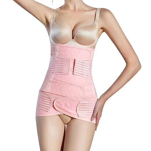 2 in 1 Postpartum Belly Band Wrap Pink, C-Section Support Belt XX-Large, Post Partum Support Recovery Waist/Pelvis Belt, Hysterectomy Belly Band Binder Girdle Stomach