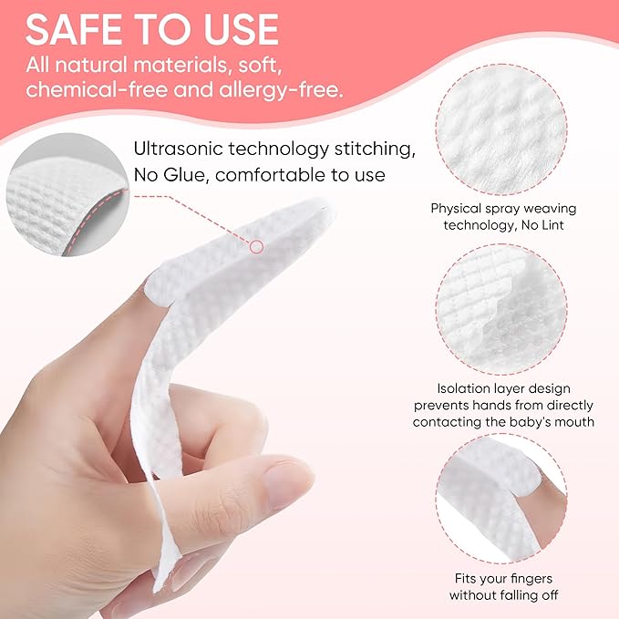 EASICUTI 40Pcs Baby Finger Toothbrush, Dry Wipes Baby Toothbrush, Baby Tongue Cleaner, Newborn Tooth and Gum Wipes, BAB y Oral Cleaner, Infant Toothbrush Mouth Clean for 0-36 Month