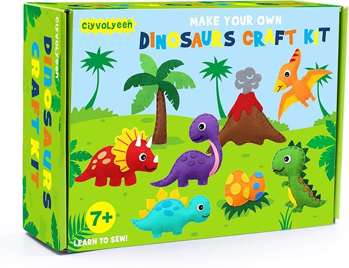 CiyvoLyeen Dinosaur Sewing Kit Dinosaur Felt Animal DIY Crafts for Girls and Boys Educational Sewing for Kids Art Craft Kits for Beginners