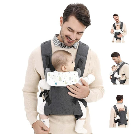 Baby Sling Carrier,4-in-1 Ergonomic Baby Backpack Front Carrier,Newborn to Toddler Wrap Lightweight Adjustable Baby Sling,Grey
