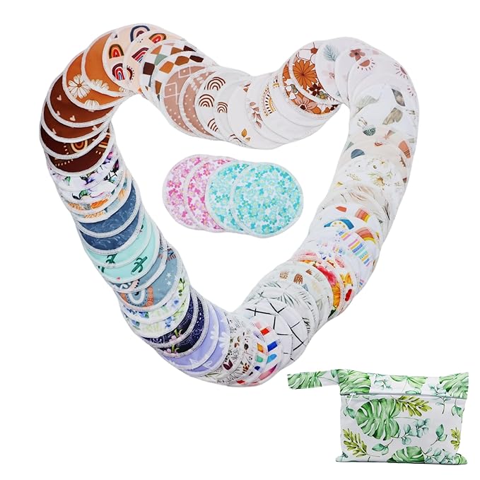 8 pcs(4 Pairs) Random Prints Breast Pads for Nursing Mothers, Reusable and Washable with 1 Bag(8 pcs randomprints with1 Bag)