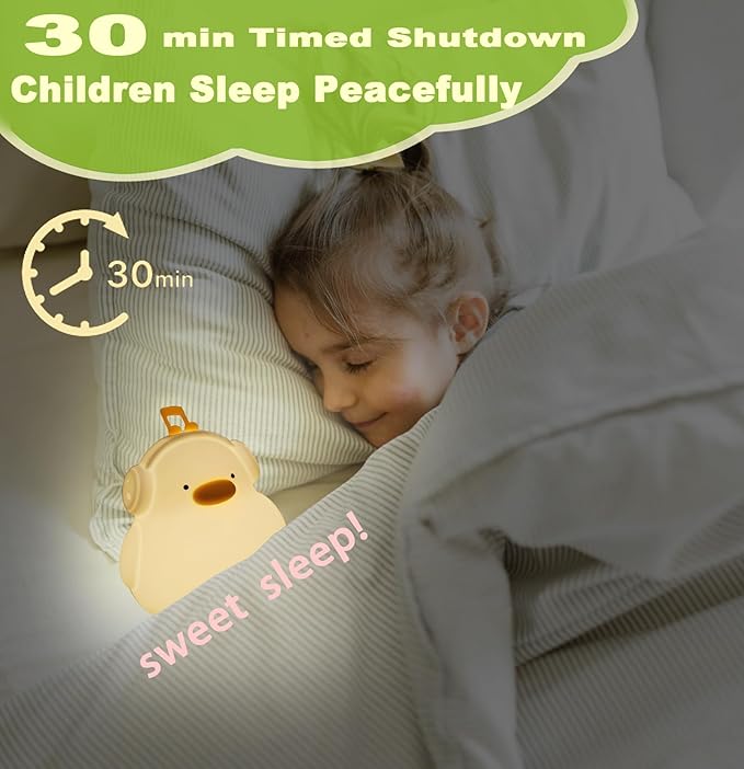 DREAMING MY DREAM Cute Duck Night Light,LED Squishy Novelty Duck Lamp,3 Level Dimmable Soft Silicone Nursery Nightlight,Night Light for Toddler Baby Kids Decor,Cool Gifts for Duck