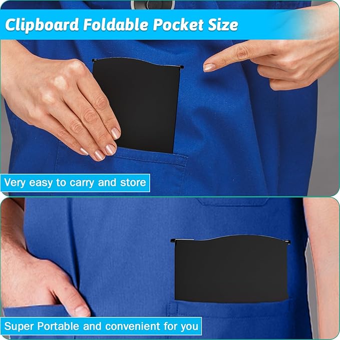 Clipboard Foldable Without Edition Cheat Sheets Aluminum 3 Layers Foldable Clipboards Pocket Size Profile Clip Clipboards Notepad for Students, Nurses,Contractor Trucker Driver