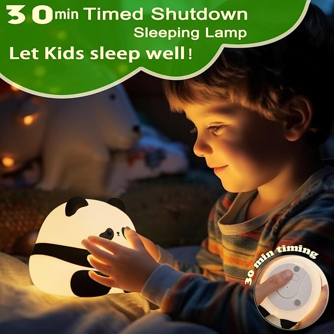 DREAMING MY DREAM Cute Panda Night Light, LED Squishy Novelty Animal Night Lamp, 3 Level Dimmable Nursery Nightlight for Breastfeeding Toddler Baby Kids Decor, Cool Gifts for Kids