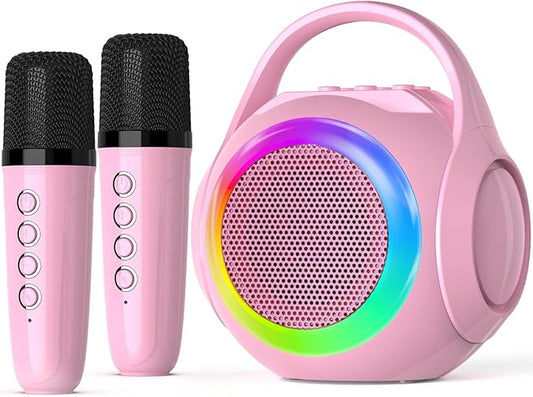 Hockvill Mini Karaoke Machine for Kids with 2 Microphones, Bluetooth Toddler Karaoke Toy with LED Lights, Rechargeable Portable Speaker for Girls & Boys Ages 3-10, Children’s Day & Birthday Gift Ideas