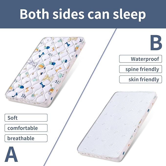 Baby Bassinet Mattress 32x 18 inches- Firm Support and Comfort Premium Foam,Noiseless and Odorless,Hypoallergenic Small Crib Mattress, Fits Moses Basket, Dual Sided with Soft Breathable Fabric