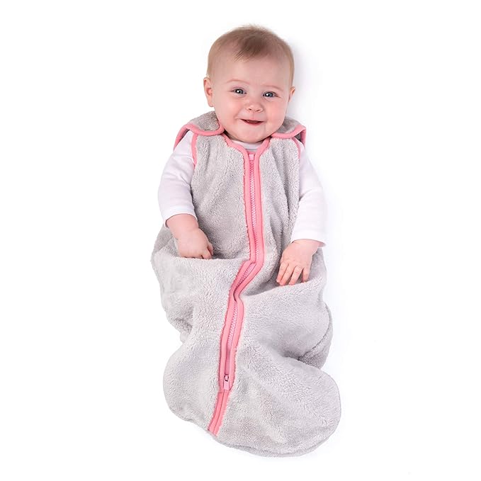 baby deedee Sleep Nest Teddy Baby Sleeping Bag, Gray Bubble Gum, Large (18-36 Month)
