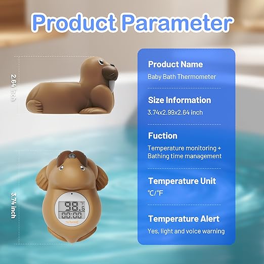 Baby Bath Thermometer for Bathtub, Room|Water Temperature, Baby Bath Floating Toy|Kids Bathroom Safety, Digital LCD with Timer