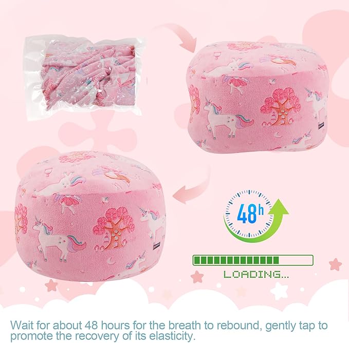 COMAX Kids Bean Bag Chair Turn into Beanbag Bed, Toddler Bean Chair for Girl Boy Sleeping, Lazy Children Bean Bags with Filler, Convertible Child Floor Mattress, Pink Fairy