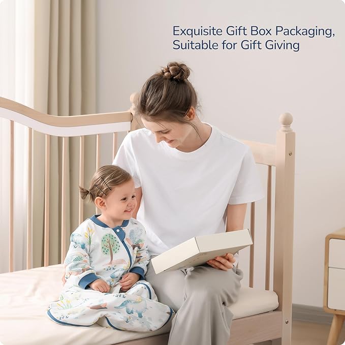 Baby Sleep Sack 6-12 Months, Cotton Detachable Long Sleeve Sleep Sack, 2.5 Tog Toddler Sleeping Sack with Temperature Strips, 2-Way Zipper Wearable Blankets for Newborns, Dinosaur