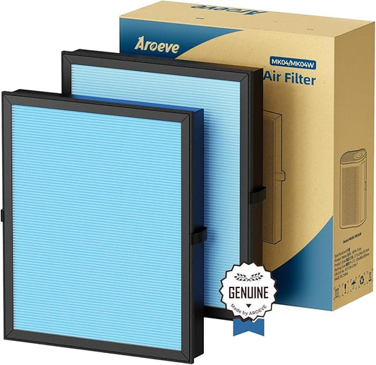 AROEVE MK04 Air Filter Suitable for MK04 for Dust, Pet Dander, Smoke, Pollen for Bedroom and Office- Standard Version(2 Pack)