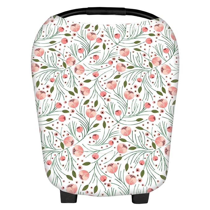 Stretchy Baby Car Seat Covers for Newborns, Infant Car Canopy Extra Soft and Stretchy Nursing Covers for Moms (Flowers)