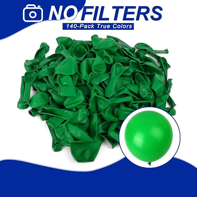 140pcs Dark Green Round Balloons Different Sizes 18 12 10 5 Inch Latex Balloons for Arch Decoration Party Balloon Kit for Graduation Birthday Party Wedding Balloon Baby Shower Decoration