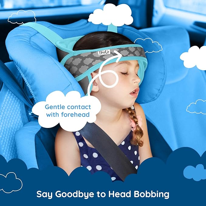 NAPUP Child Head Support for Car Seats – Safe, Comfortable Head & Neck Pillow Support Solution for Front Facing Car Seats and High Back Boosters – Baby Infant Toddler & Kids Travel Accessories (Teal)