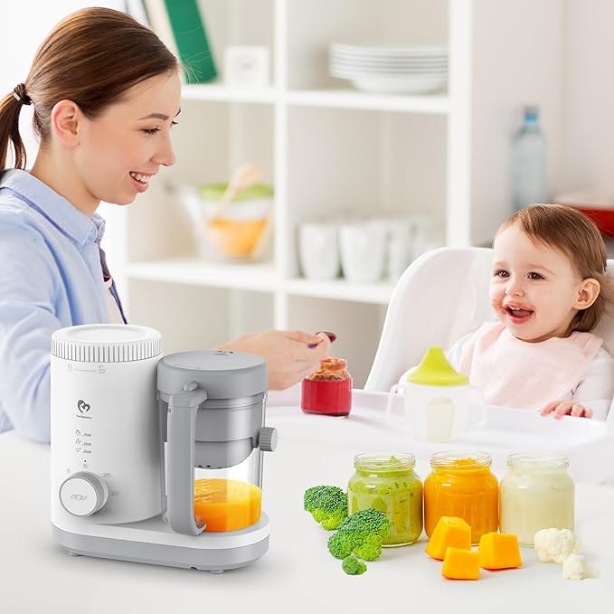 Baby Food Maker Bellababy Baby Food Processor, Puree Blender Steamer with Reversible Steam Basket, One Button Easy Operation & Large Opening for Easy Cleaning