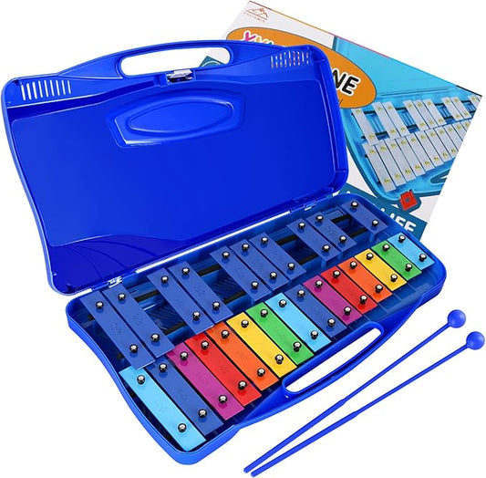 EASTROCK Xylophone, 25 Notes Glockenspiel Xylophone for Kids, Professional Xylophone Instrument Music Teaching, Gifts, JDXPE-25NC-DBL