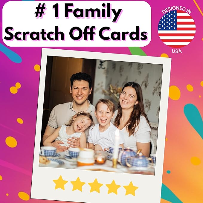 50 Family Activities - Adventure Scratch Off Cards - Family Date Night Ideas - Gift Basket Games for Kids and Adults - Surprise Book of Fun Challenge - Experience Gift for Kids