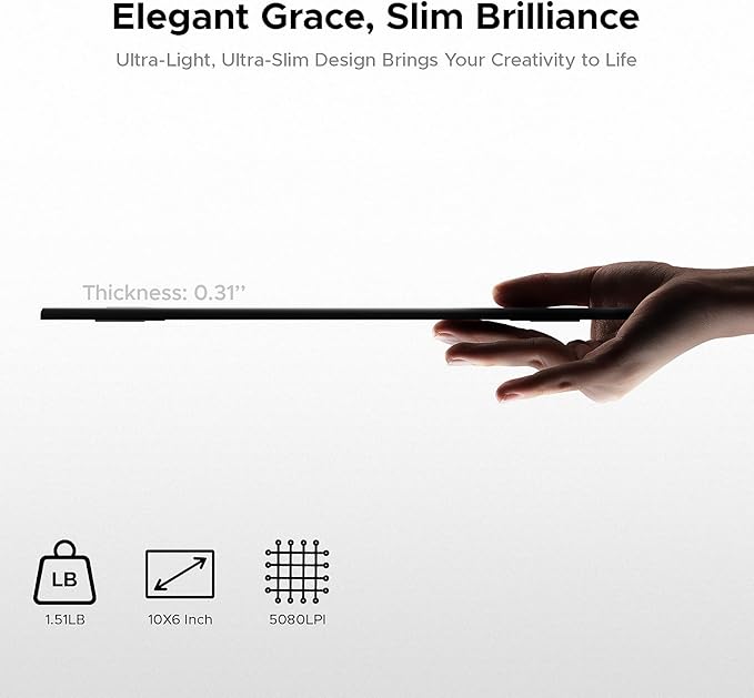 Graphics Drawing Tablet, UGEE M708 10 x 6 inch Large Digital Drawing Pad with 8 Hot Keys 8192 Levels Pen, Graphic Tablets for Computer Graphic Board Creation Sketch for PC/Laptop/Mac OS/Linux/Chrome