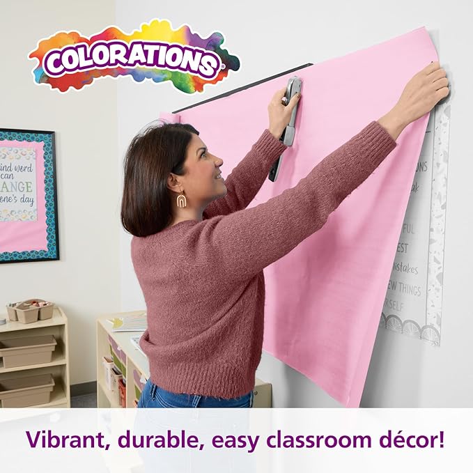 Colorations Arts and Crafts Paper Roll - 36" x 1000', Pink, Dual Surface, Markers, Finger Paints, Painting, Watercolors, Acrylic Paints, Wall Art, Bulletin Board Paper, Kids Crafts (Item # DSPK)