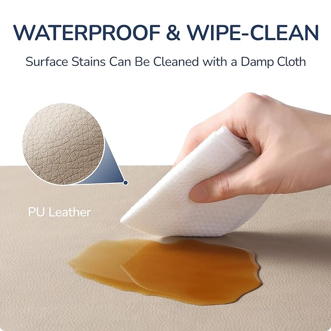 Baby Play Mat for Floor,1.3'' Thick Memory Foam Play Mat,Soft PU Leather Muscle Mat Rug,Cushioned & Waterproof Playpen Mats,Non Slip Crawling Padded Tummy Time Mat for Toddlers,Infants,Kids