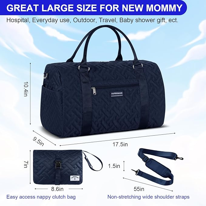 Diaper Bag Tote: Mommy Bag, Baby Bag for Boy and Girl, Mom Hospital Bag, Twins or 2 Kids Diapers Bag