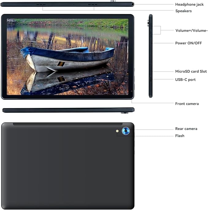 Android Tablet, 10.1 inch Tablets with 1280 * 800 IPS HD Touchscreen, Octa-Core Processor, 10(4+6) GB RAM 128GB ROM, 1TB TF Card Expandable, 5G/2.4G WiFi, BT 5.0,Dual Camera, 2025 US Version