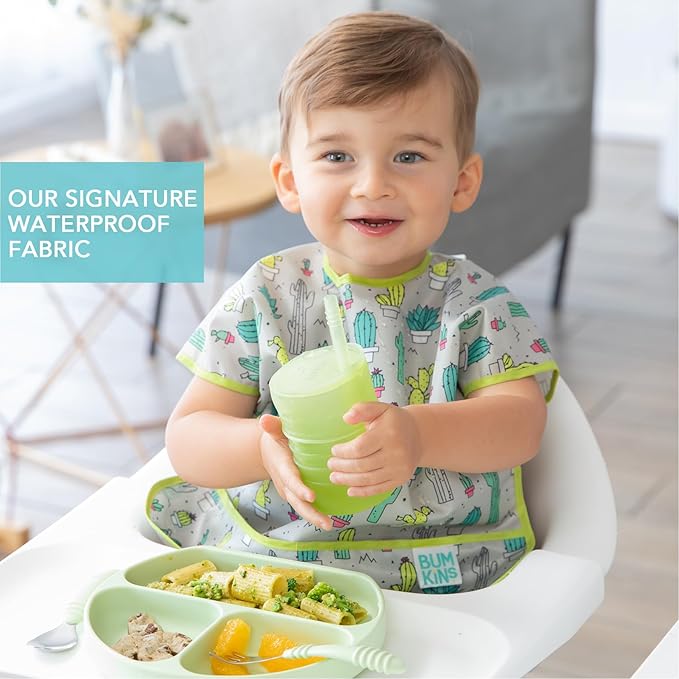 Bumkins Bibs - Toddler Bibs, Waterproof, Large for 1-3 Years, Short Sleeve