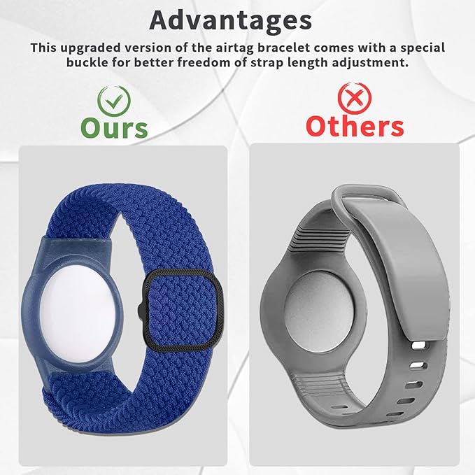 Kids Bracelet Compatible with AirTag, GPS Kid Tracker Holder Braided Wristband for Apple Air Tag, 2022 Upgraded Nylon Adjustable Anti Lost Airtag Watch Band for Kids Children Elders (blue)