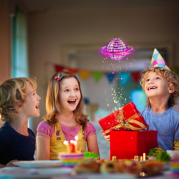 Flying Orb Ball (Pink, 2025 Upgraded) with Dazzling Lights, Magic Hover Spinner, Boomerang Drone, Floating Cosmic Globe, Kids Outdoor Toys for 6 7 8 9 10 Year Old Boys Girls