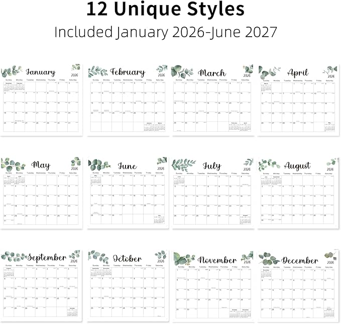 2026 Magnetic Fridge Calendar 18 Monthly Magnetic Calendar for Refrigerator 2026 Wall Calendar Planner Runs from January 2026 Until June 2027 Easy Organizing Markers Tearable (Nature)
