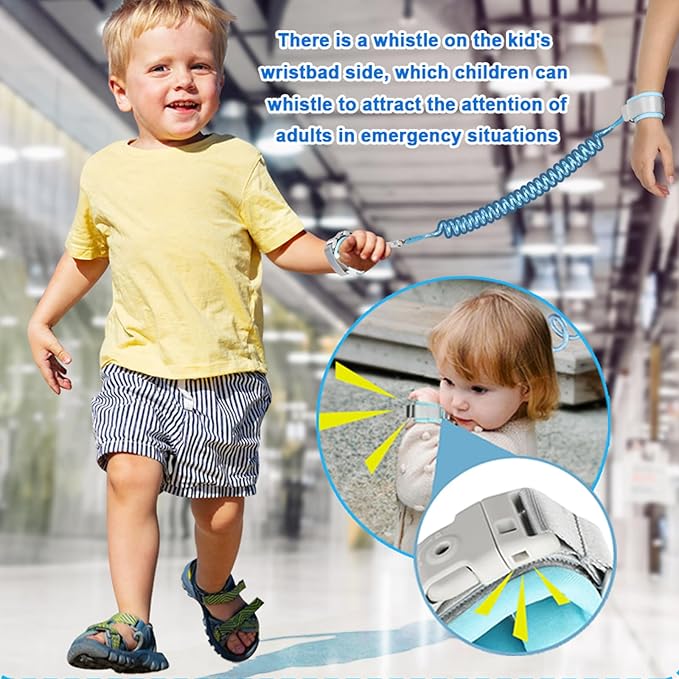 Accmor Reflective Toddler Belt Leash, 2 in1 Anti Lost Wrist Link for Baby, kid Anti Lost Waist Band Child Leash with Lock for Boys Girls, Child Walking Harness Wristband Rope Tether for Outdoor Travel