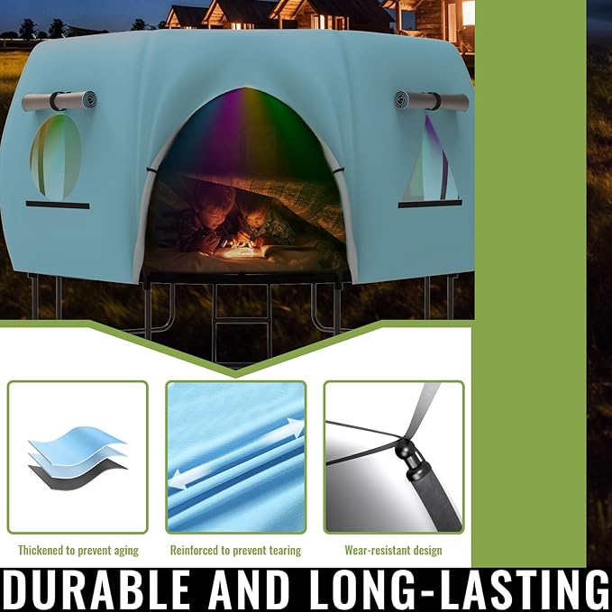 Gardenature 10FT/12FT/14FT Trampoline Tent(Tent Only), Fit Round Trampolines, Shade Cover with LED Light, Outdoor Trampolien Accessories, Anti-Tear, Beige