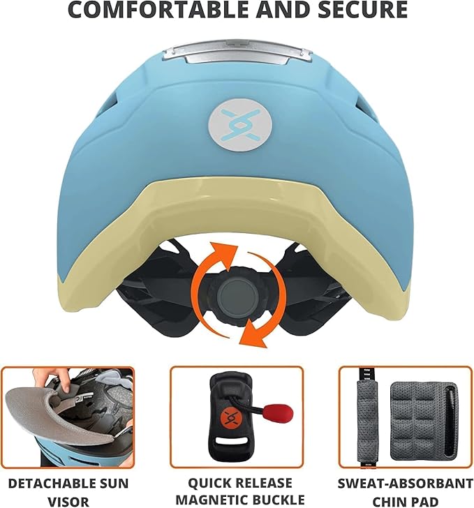 Kid Bike Helmets for Boys and Girls | Fit Head 51-54cm Circumference | CPSC & NTA-8776 Dual Certified | Multi-Sport Helmets with LED Lights, Magnetic Buckle, Detachable Visor