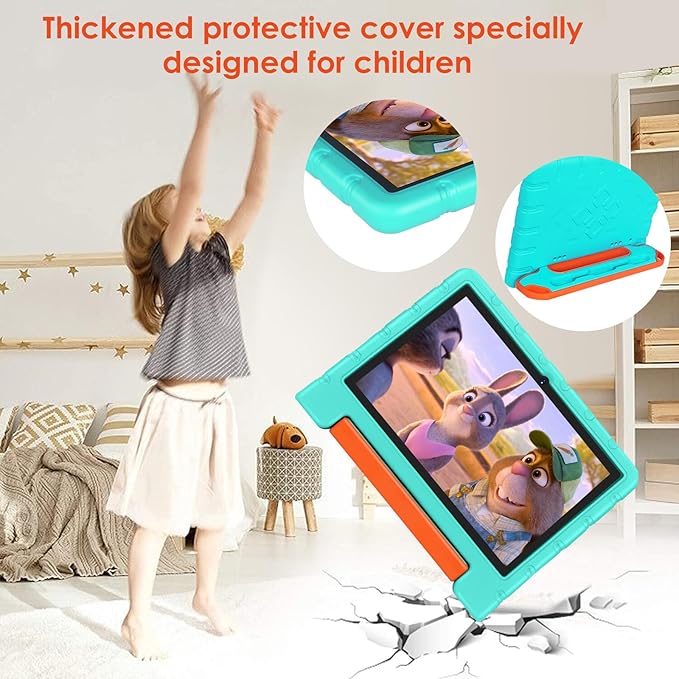 2025 Kids Tablet 10 inch Android 14 Tablets for Kid Octa-Core, 20GB+128GB (TF 1TB), Toddler Tablet with Shockproof Case, 2.4G+5G WiFi 6, Parental Control, Face Unlocked, Split Screen, BT5.0 (Green)