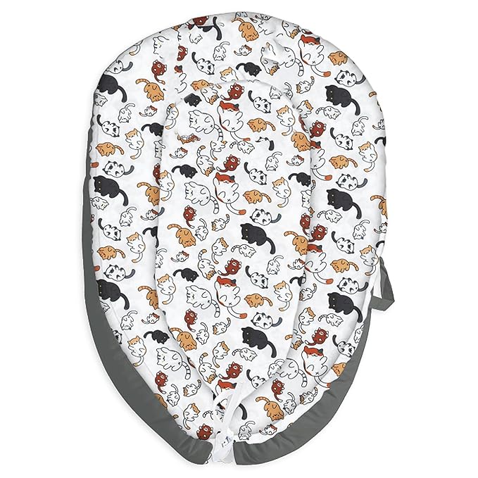 Baby Lounger for Newborn Cover - Newborn Lounger Cover for 0-12 Months, Breathable & Portable Infant Lounger Cover - Soft Baby Floor Seat Cover for Travel, Newborn Essentials - Baby Snuggle Cats