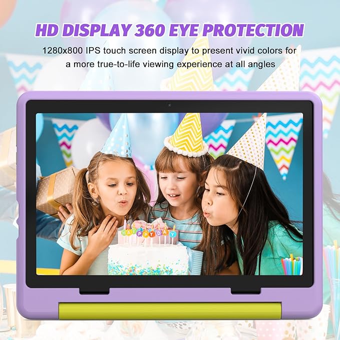 Kids Tablet, Android 14 Tablet for Kids 10 inch Octa-Core with Case, 64GB 1TB TF Card Expandable for Toddler Children, Parental Control, Dual Camera, WiFi,Gift