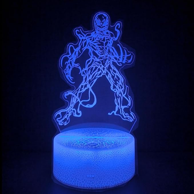 3D Alien Night Light, Super Hero Illusion Table Lamp with 16 Colors Remote Control Touch Lamp LED USB Night Light Desk Lamps Room Decorations Home Decor Holiday Gifts Birthday Gifts