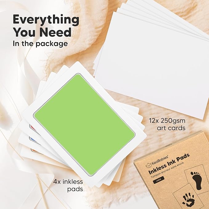 4-Pack Inkless Baby Hand and Footprint Kit - Mess Free Ink Pad for Newborn Keepsake, Dog Nose & Paw Print Kit, Clean Touch Ink Pad for Baby Hand & Footprints, Ideal New Mom Gifts (Candy, L)