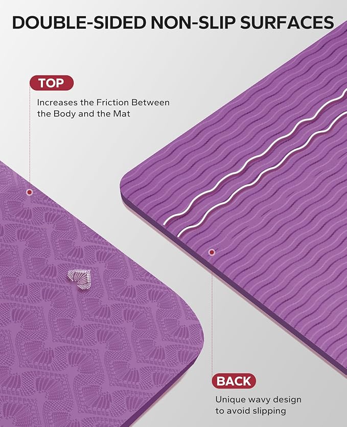 HAPBEAR Extra Large Yoga Mat - 72"x48"/78"x54", 1/4" & 1/3" Thick, Non-Slip, Durable, Eco-Friendly, Wide Exercise Mat for Home Workouts, Yoga, Pilates, Stretching, Meditation (Barefoot Exercise)