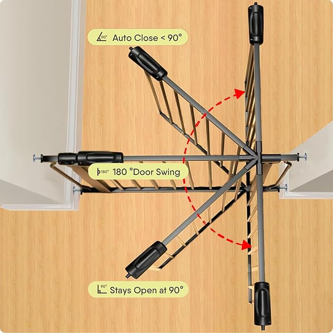 Extra Wide 76.4-81 Inch Large Baby Gates for Stairs, Doorways - No Drilling, Pressure Mounted Pet Gates for Kids & Dogs