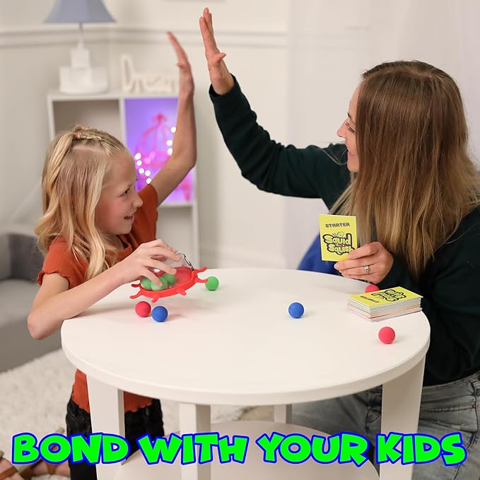 Funwares Colorful Squid Squish: Fast-Paced Floor Game for Kids, Interactive Learning, Hand-Eye Coordination, Counting and Color Game, Active Play, 2-4 Players, Ages 4-8 - (32 Spare Balls)