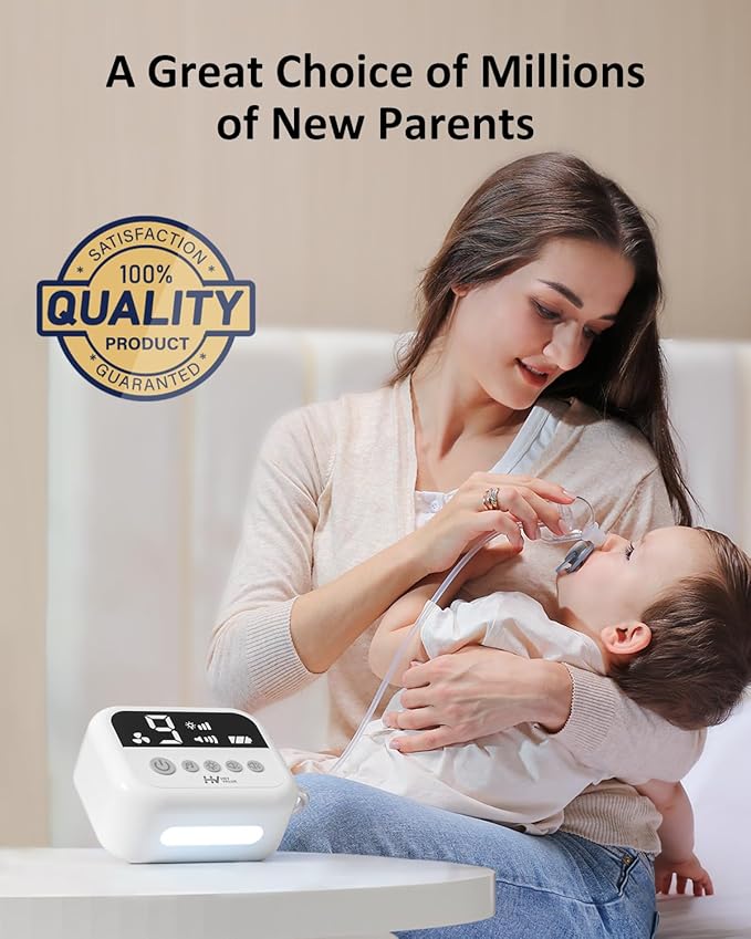 HEYVALUE Nasal Aspirator for Baby, Hospital Grade Nose Sucker with 9 Levels Suction, Night Light and Nursery Rhyme Soothing Function, Electric Nose Suction for Baby with Food-Grade Silicone Tips
