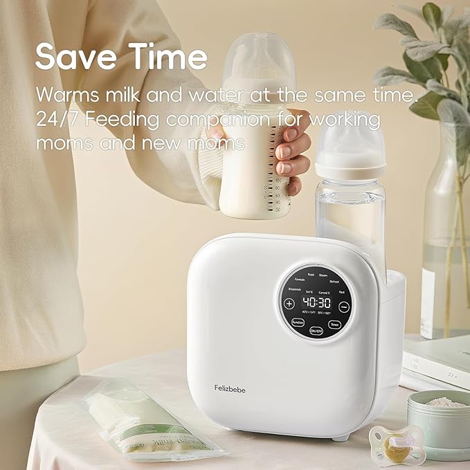 Baby Bottle Warmer, Felizbebe 10-in-1 Bottle Warmers for All Bottles, Detachable Body for Easy Cleaning, Accurate Temperature Control, Timer, Sterili-zing,Milk Warmer for Breastmilk or Formula