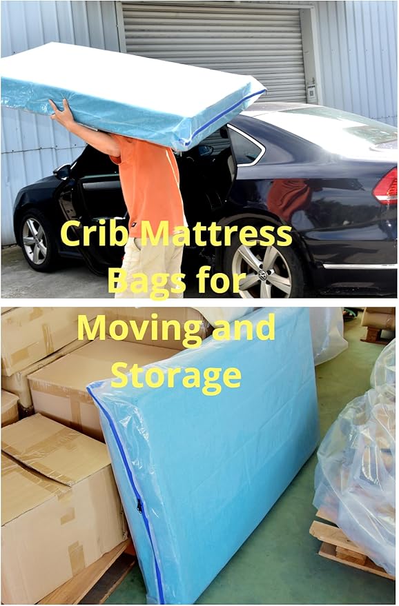 Crib Mattress Storage Bag with Zipper -4 Mil Plastic Waterproof Crib Mattress Bag for Moving and Storage
