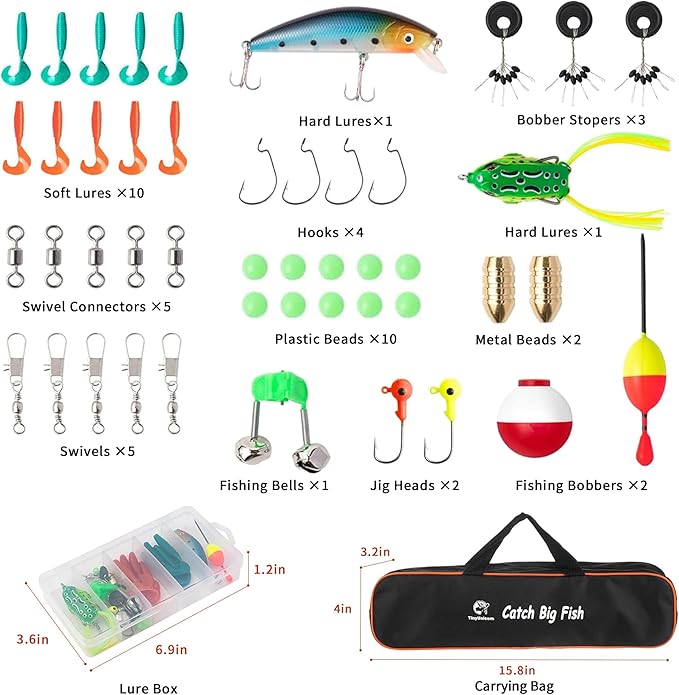 Kids Fishing Pole Kit Set，Portable Telescopic Fishing Rod and Reel Combo Full Kits for Boys, Girls, Beginner, Youth