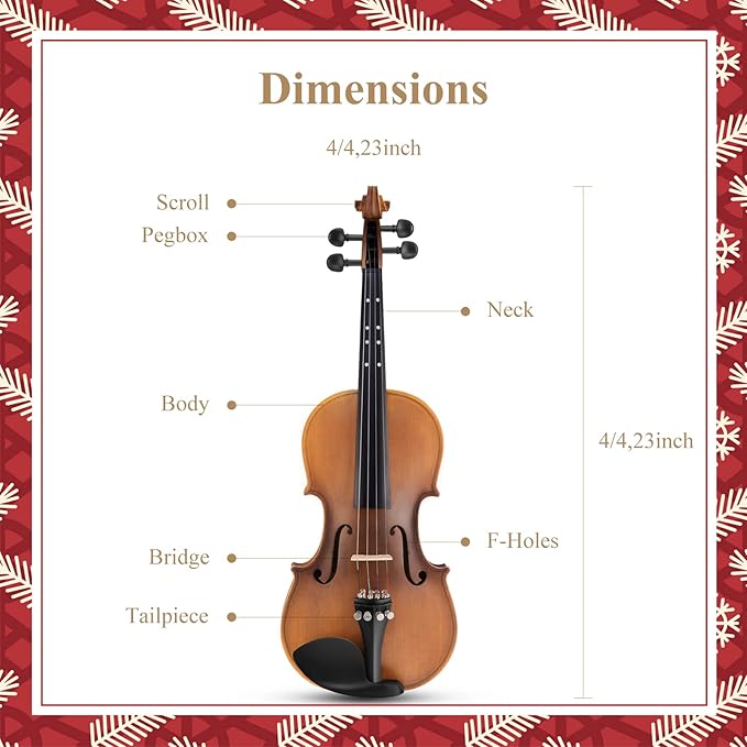 Eastar 4/4 Full Size Violin Set Matte Fiddle for Beginners Adults with Hard Case, Rosin, Shoulder Rest, Bow, Tuner and Extra Strings (Imprinted Finger Guide on Fingerboard), EVA-3