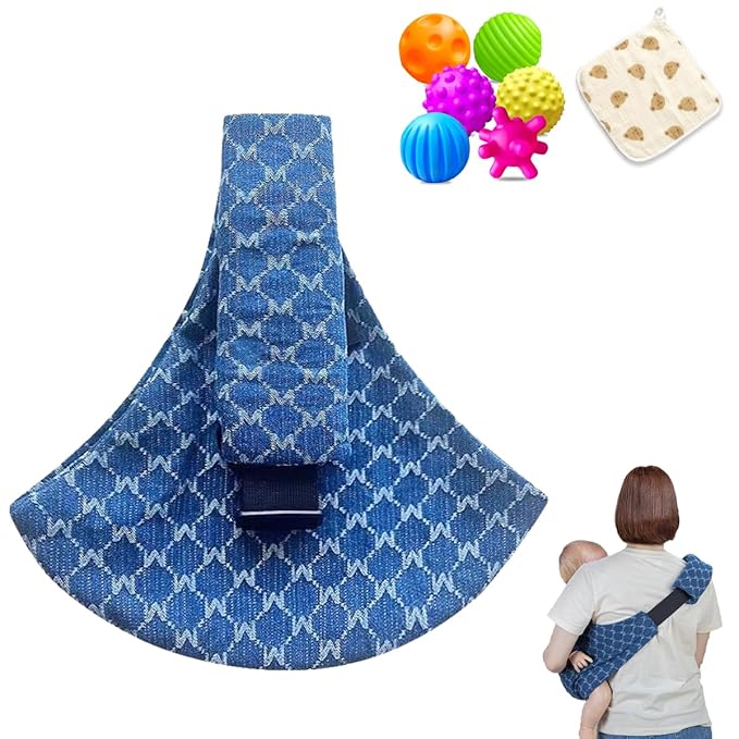 Baby Sling Carrier Adjustable Baby Sling 2025 Upgraded Toddler Sling Comfortable Baby Wrap Carriers Ergonomic-Designed, Travel Friendly Carrying 10-45 Lbs Blue