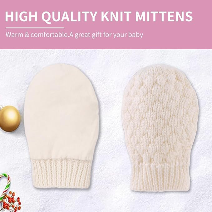 Baby Knit Mittens Toddler Boys Girls Gloves Winter Infant Newborn No Scratch Mitten 0-3 Years