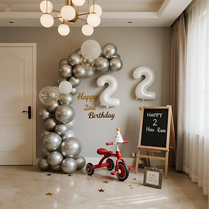 140pcs Metallic Silver Round Balloons Different Sizes 18 12 10 5 Inch Latex Balloons for Arch Decoration Party Balloon Kit for Graduation Birthday Party Wedding Balloon Baby Shower Decoration