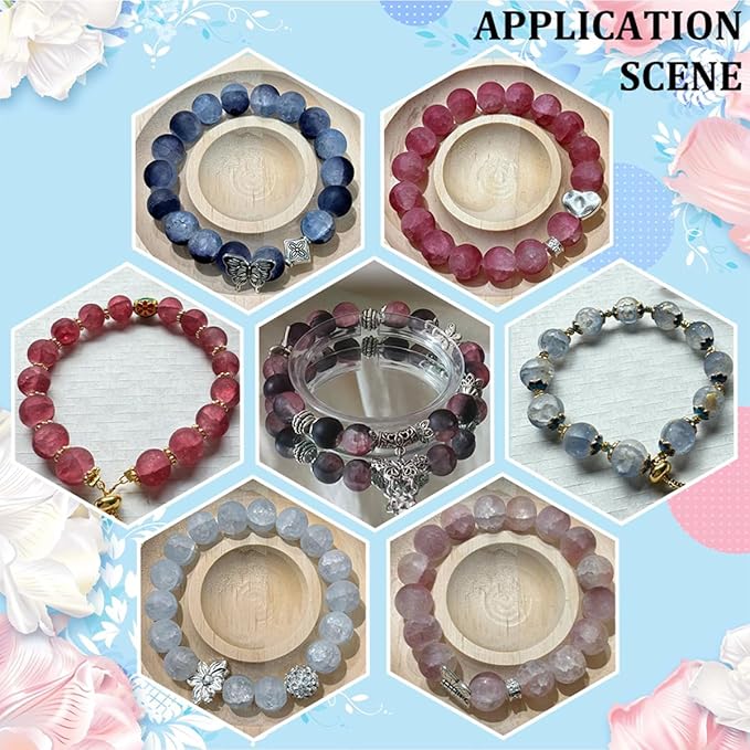 600pcs Frosted Lunar Glass Beads Kit -24 Colors10mm Glass Beads for Jewelry Making Kit Charms Coloured Glaze Beads Bracelets Necklaces Making Kit DIY Crafts, Home Companion Gifts for Beginners Women